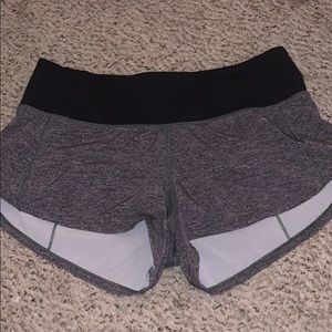 grey and black lululemon shorts